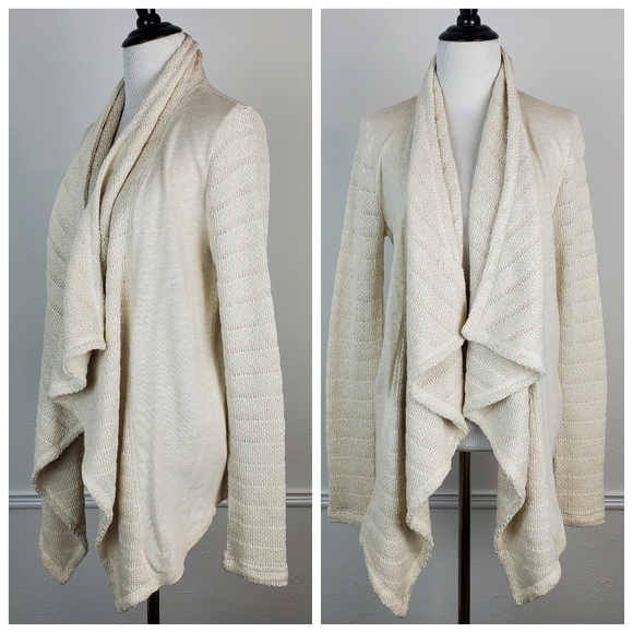 Lucky Brand Sweaters - Lucky Brand Waterfall Cardigan Sweater Pointelle Knit Cream Neutral Boho